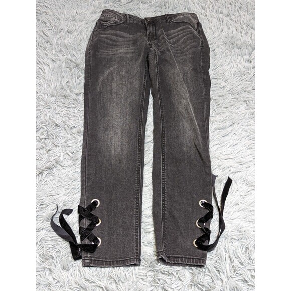 Kensie Girl Denim - Kensie Jeans Skinny Womens Size 4/27‎ 4 Velvet Tie Off Cuffs Black 25 inseam